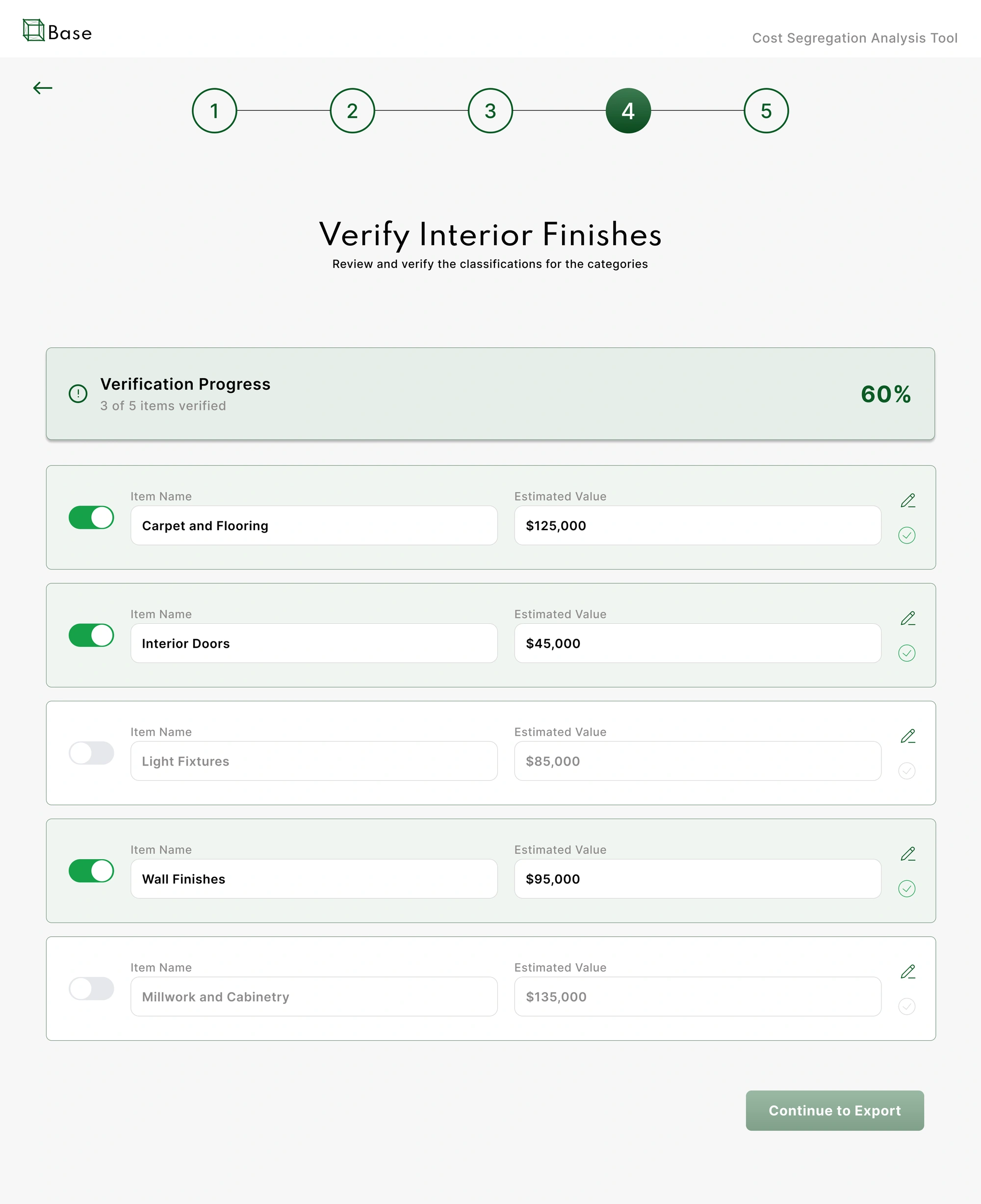 One asset. Name and value only.